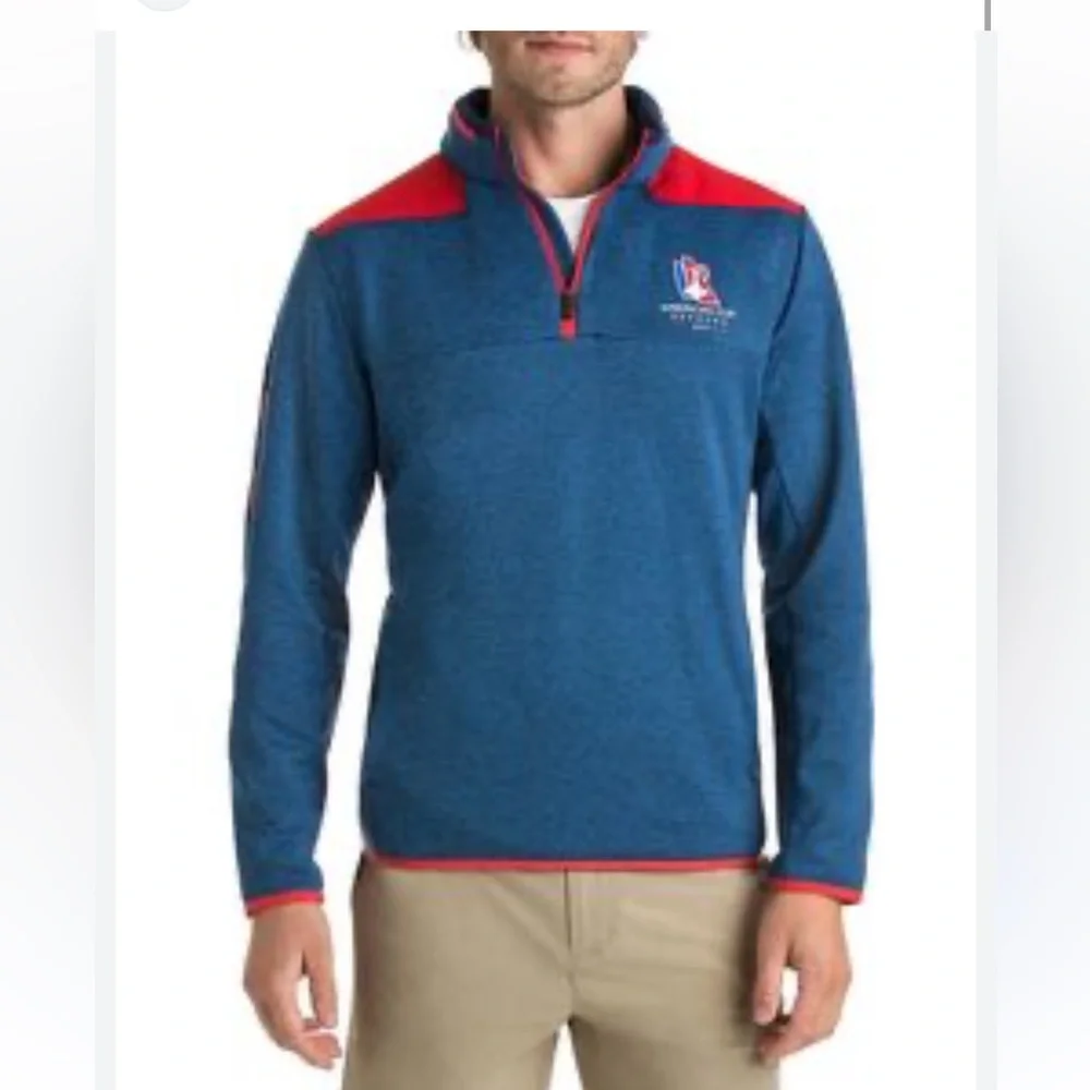 Vineyard vines America's Cup 2017 1/4 zip Men's Blue and‎ Red Sweater XS